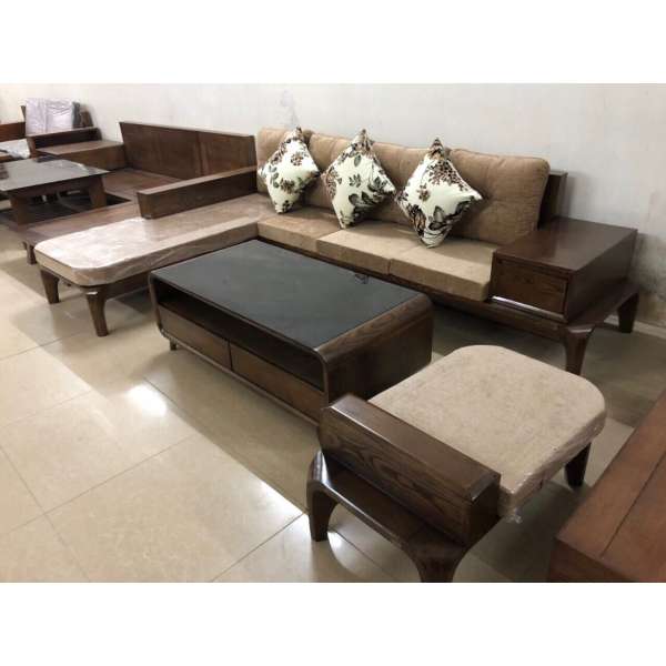 Sofa gỗ góc L chân hươu sồi Nga BG061